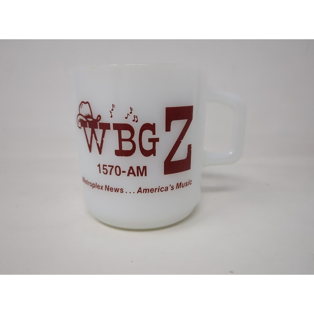 WBGZ Alton Illinois Radio Station Talk Advertising Galaxy‎ Milk Glass Mug VTG